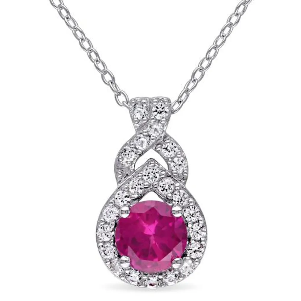 Julianna B Sterling Silver Created Ruby & Created White Sapphire Pendant