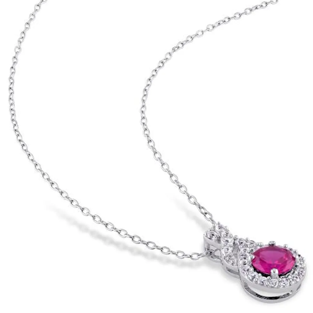 Julianna B Sterling Silver Created Ruby & Created White Sapphire Pendant