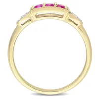 Julianna B 10k Yellow Gold Created Ruby & 0.04CTW Diamond Ring