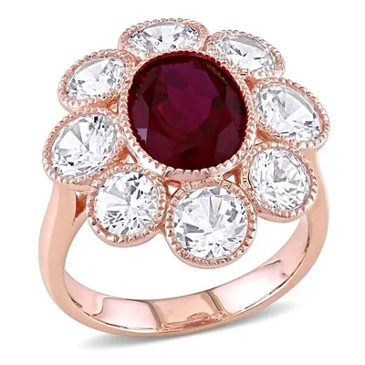 Julianna B 10k Rose Gold Created Ruby & Created White Sapphire Ring