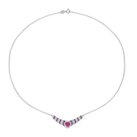 Julianna B Sterling Silver Created Ruby & Created White Sapphire Necklace
