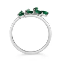 Sterling Silver Created Emerald Leaf Ring