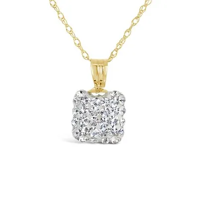 10K Yellow Gold 8mm Square Crystal Pendant