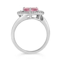 Sterling Silver Created Pink & Created White Sapphire Heart Ring