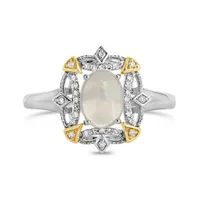 Sterling Silver with 10K Yellow Opal & 0.10CTW Diamond Ring