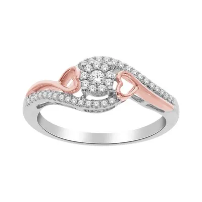 10K White & Rose Gold 0.20CTW Diamond Promise Ring
