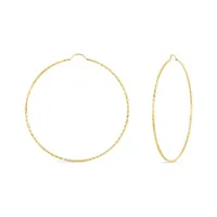 10K Yellow Gold 50mm Diamond Cut Hoop Earrings