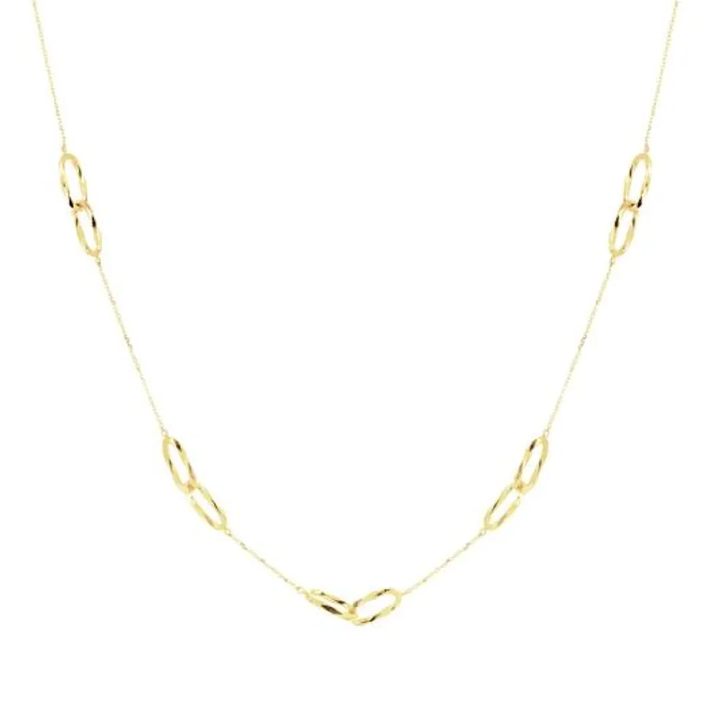 10K Yellow Gold Diamond Cut Paperclip Chain Necklace