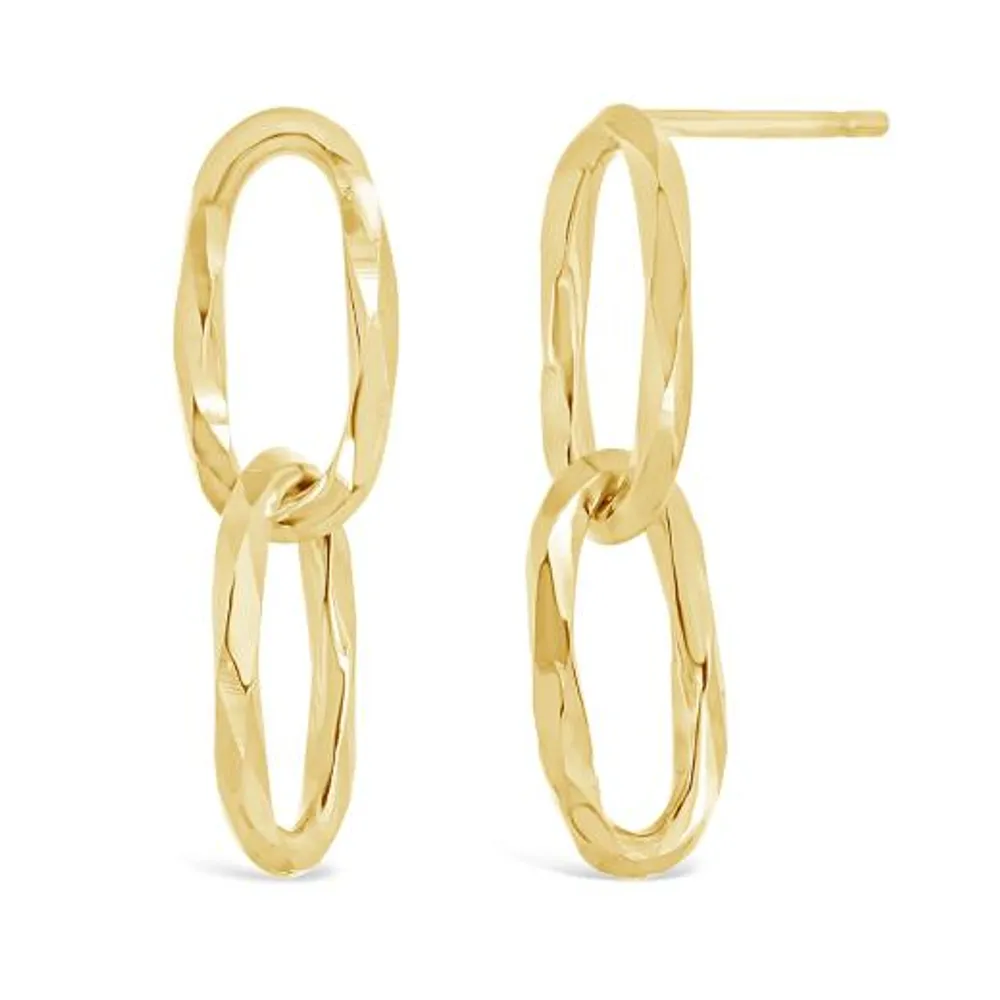 10K Yellow Gold Paperclip Link Earrings