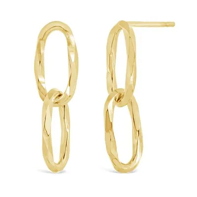 10K Yellow Gold Paperclip Link Earrings