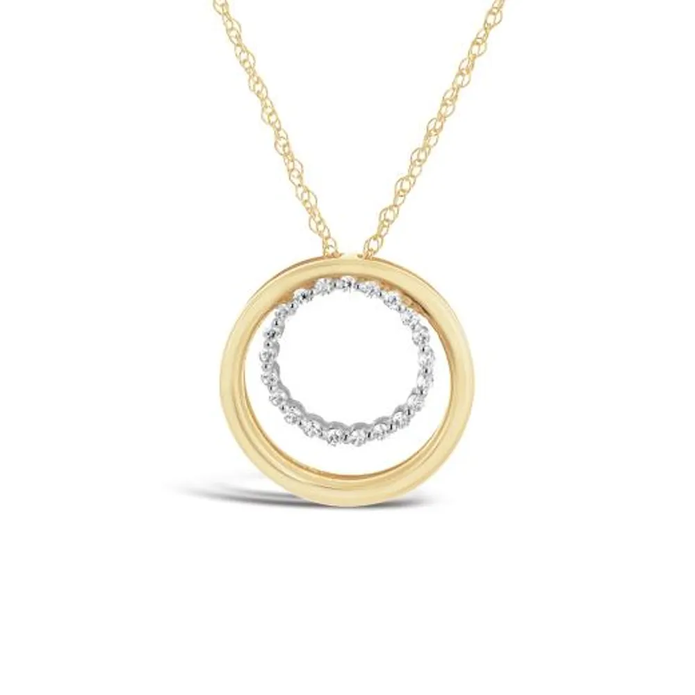 10K Yellow Gold 0.10CTW Diamond Circle Pendant