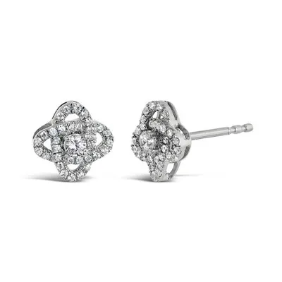 10K White Gold 0.33CTW Diamond Knot Earrings