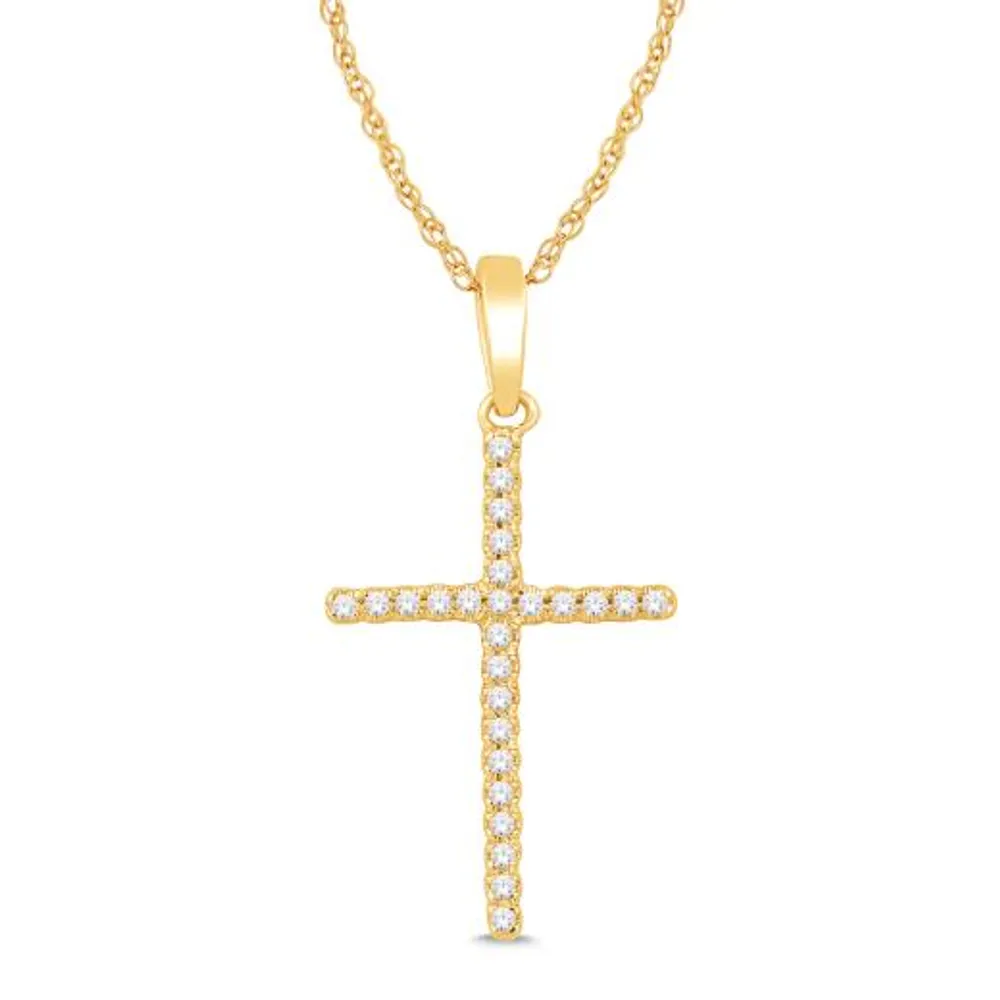 10K Yellow Gold 0.05CTW Diamond Cross Pendant