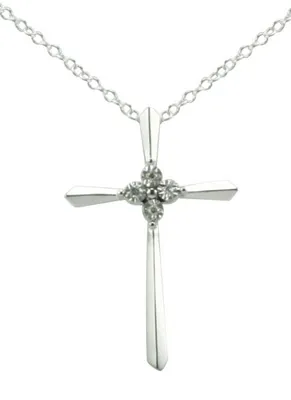 Sterling Silver 0.02CTW Diamond Cross Pendant