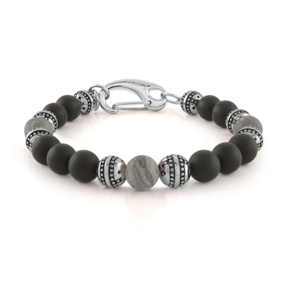 Stainless Steel Onyx Beads 8.2" Bracelet