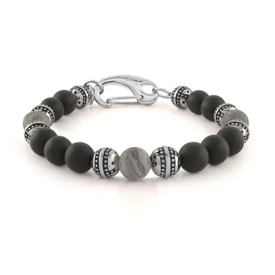 Stainless Steel Onyx Beads 8.2" Bracelet