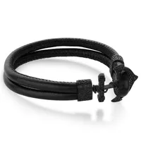 Stainless Steel Leather Anchor Clasp Bracelet