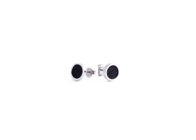 Stainless Steel Black 9mm Stud Earrings