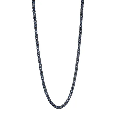Stainless Steel Grey & Blue 3.5mm 22" Round Necklace