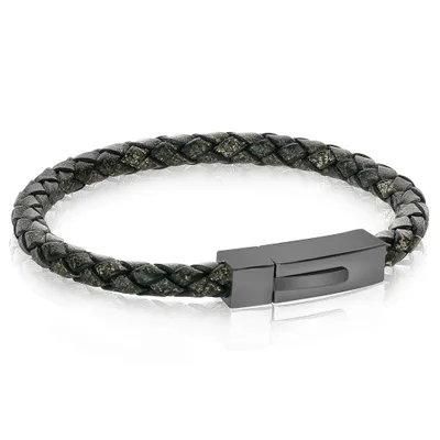 Stainless Steel Vintage Leather 8" Bracelet