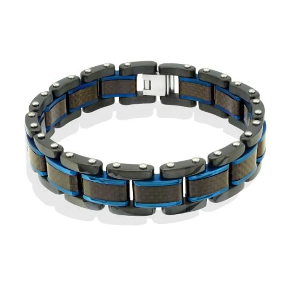 Stainless Steel Blue 8+0.5" Carbon Fibre Bracelet