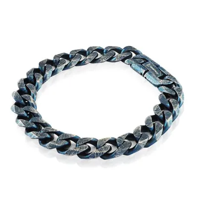 Stainless Steel Blue Med Curb Link Bracelet