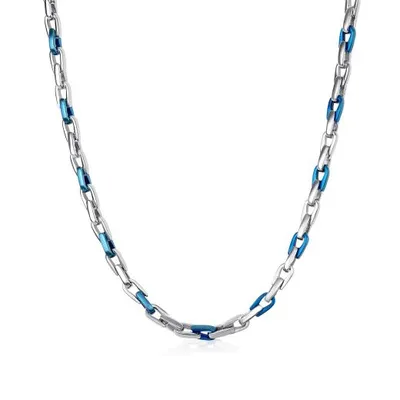 Stainless Steel White & Blue 24" Necklace