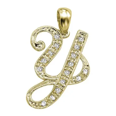 Les Bijoux 10K Gold 0.05CTW Diamond Initial " Y" Pendant