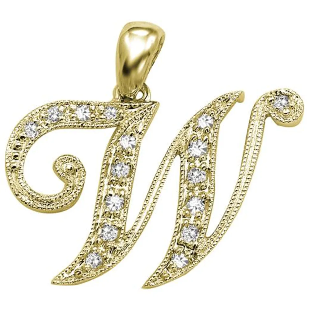 Les Bijoux 10K Gold 0.05CTW Diamond Initial " W" Pendant