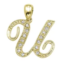 Les Bijoux 10K Yellow Gold 0.05CTW Diamond Initial " U" Pendant