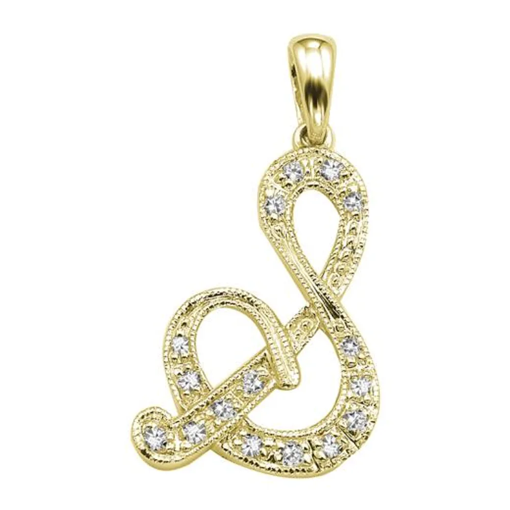 Les Bijoux 10K Yellow Gold 0.05CTW Diamond Initial " S" Pendant