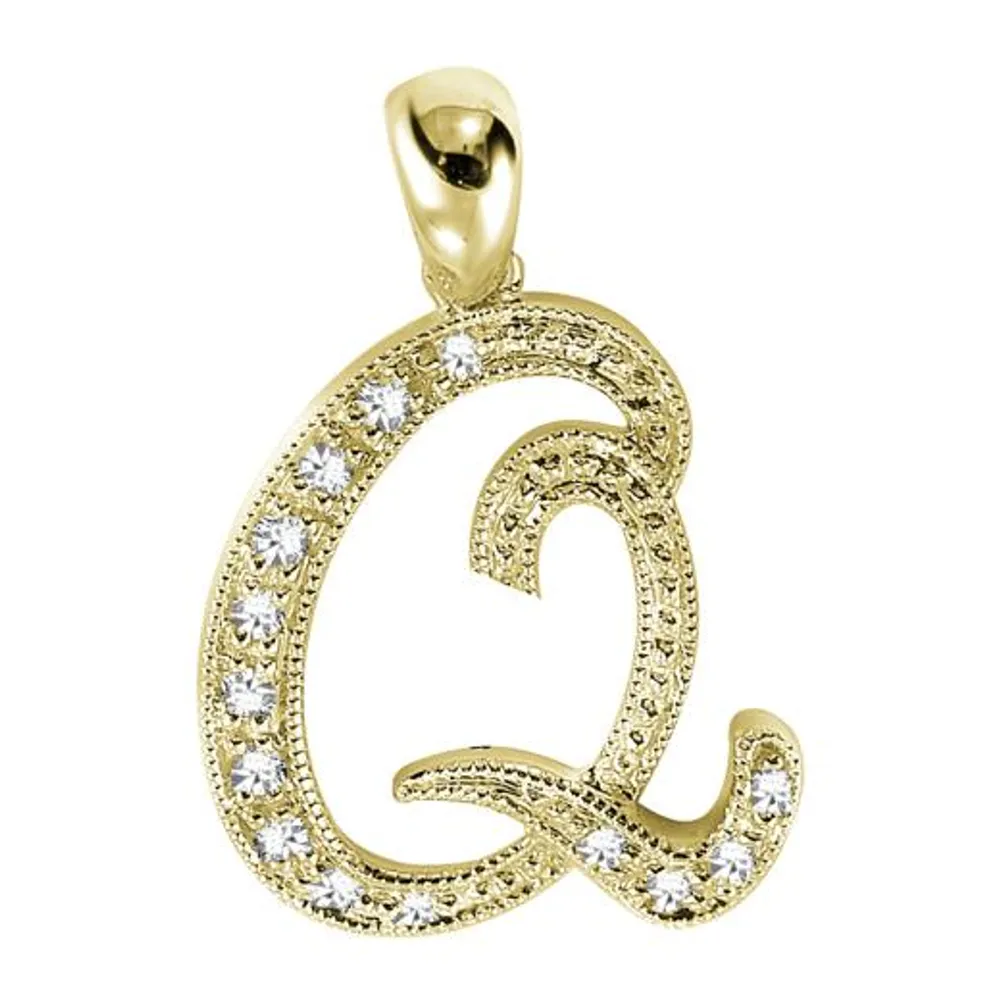 Les Bijoux 10K Yellow Gold 0.05CTW Diamond Initial " Q" Pendant