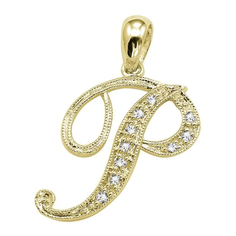 Les Bijoux 10K Yellow Gold 0.05CTW Diamond Initial " P" Pendant