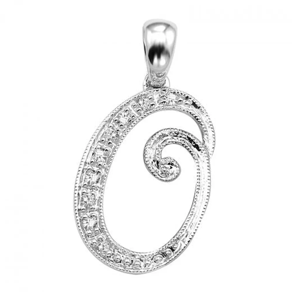 Les Bijoux 10K White Gold 0.05CTW Diamond Initial " O" Pendant