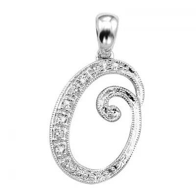 Les Bijoux 10K White Gold 0.05CTW Diamond Initial " O" Pendant