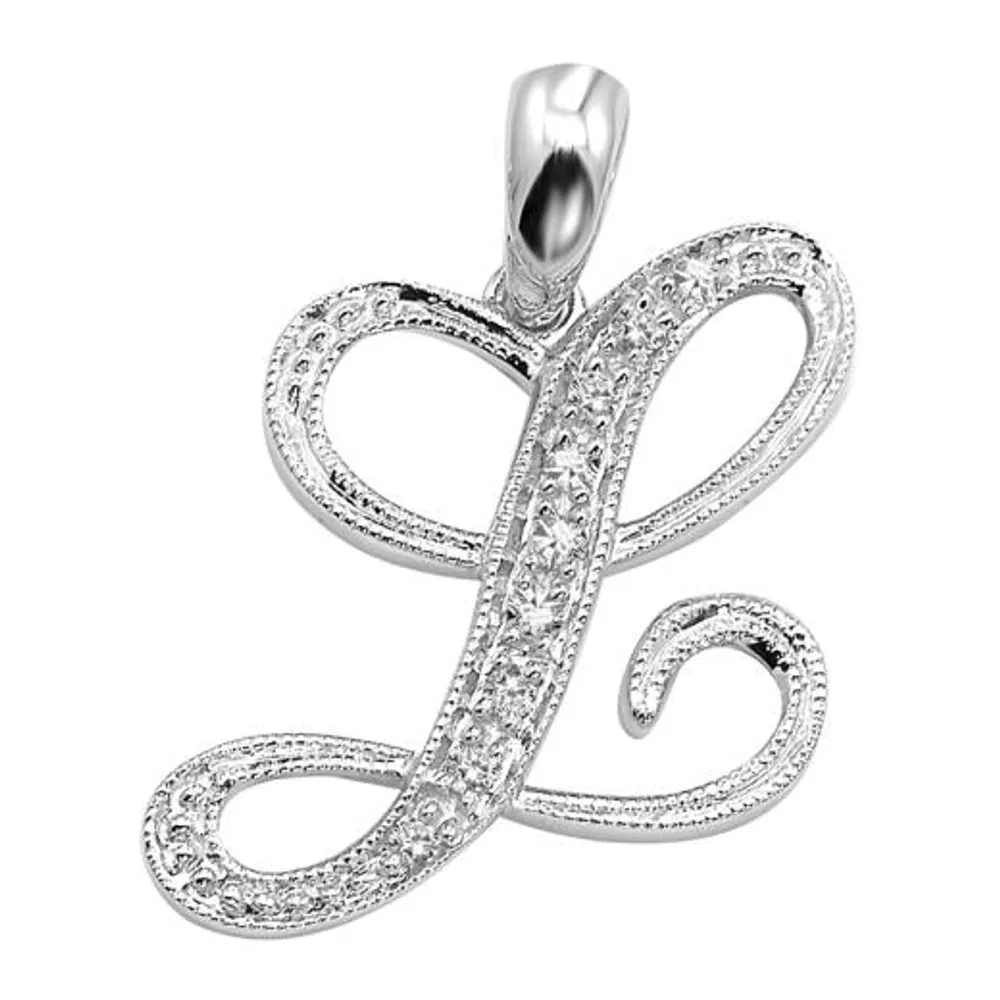 Les Bijoux 10K White Gold 0.05CTW Diamond Initial " L" Pendant