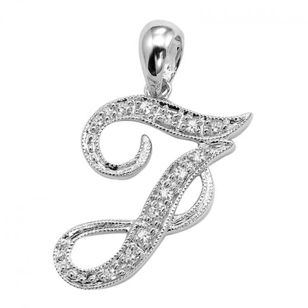 Les Bijoux 10K White Gold 0.05CTW Diamond Initial " J" Pendant