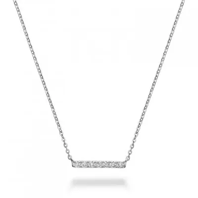 Les Bijoux 10K White Gold 0.10CTW Diamond Bar Necklace