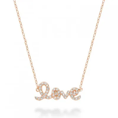 Les Bijoux 10K Rose Gold 0.11CTW Diamond " Love" Necklace