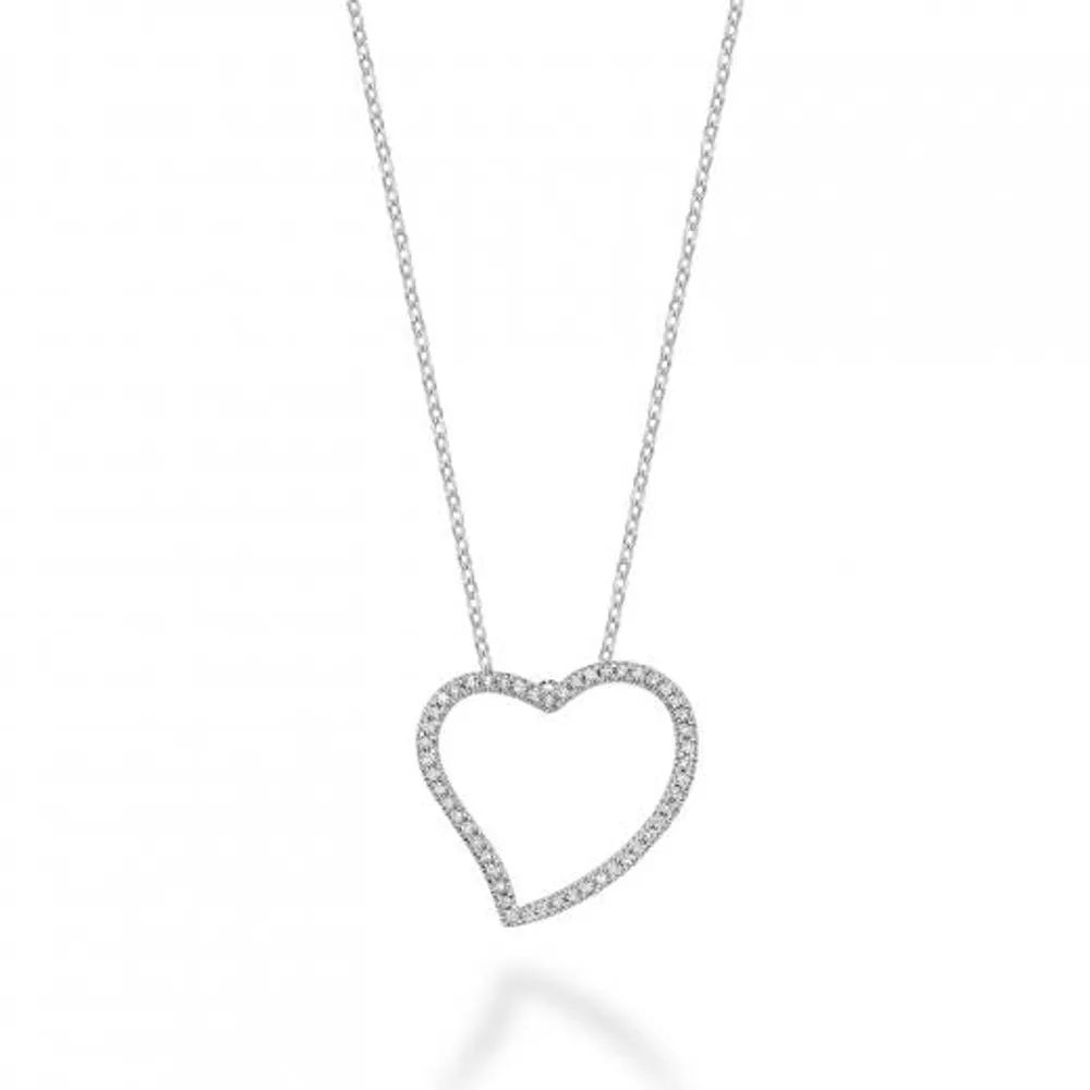 Les Bijoux 10K White Gold 0.19CTW Diamond Heart Necklace