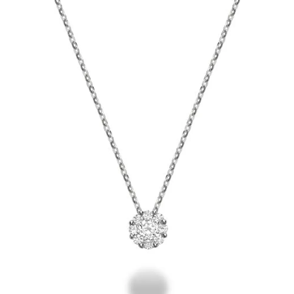 10K White Gold 0.08CTW Diamond Cluster Pendant