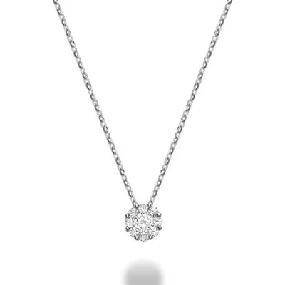 10K White Gold 0.08CTW Diamond Cluster Pendant