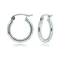 10K Gold 2x10mm Polish Hoop Earrings