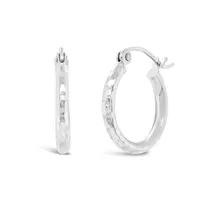 10K Gold 2X10mm Diamond Cut Hoop Earrings