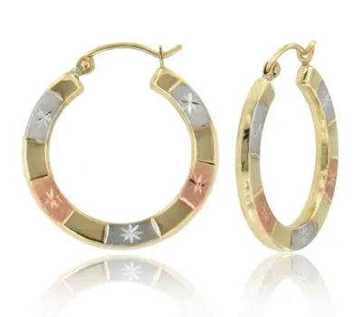 10K Tri-Colour Gold Hoop Earrings