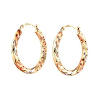 10K Tri-Colour Gold Twisted Hoop Earrings