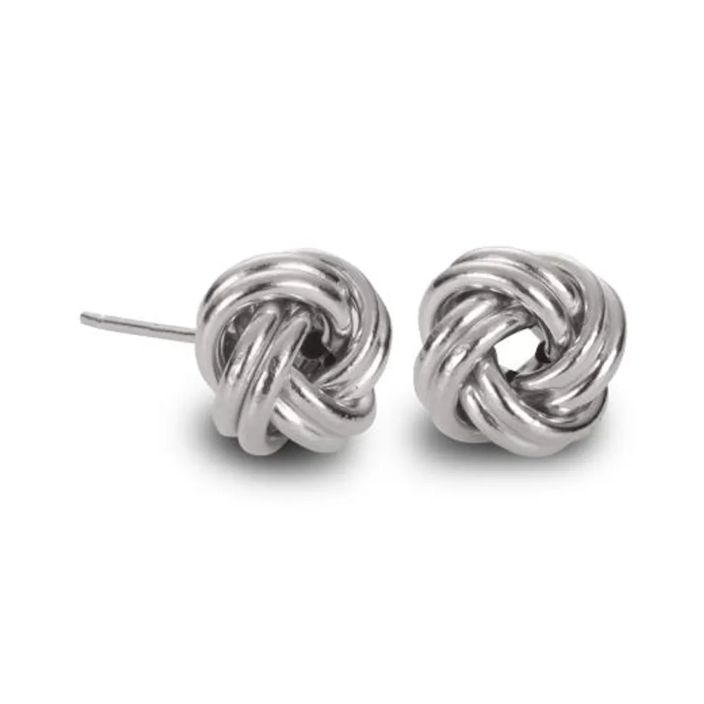 10K White Gold Knot Studs