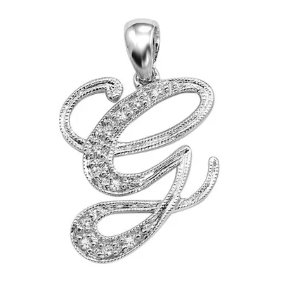 Les Bijoux 10K White Gold 0.05CTW Diamond Initial " G" Pendant