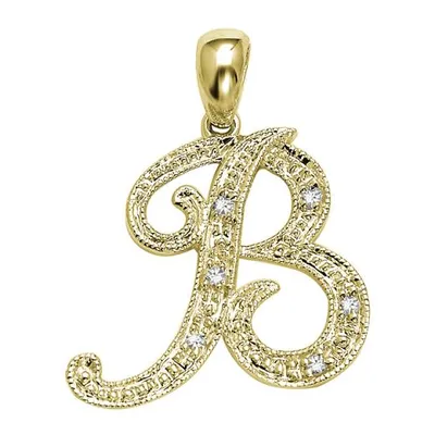 Les Bijoux 10K Yellow Gold 0.05CTW Diamond Initial " B" Pendant