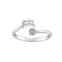 Sterling Silver Diamond Aquarius Zodiac Ring